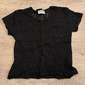 Vintage Topaz Black Lace Top Size XS